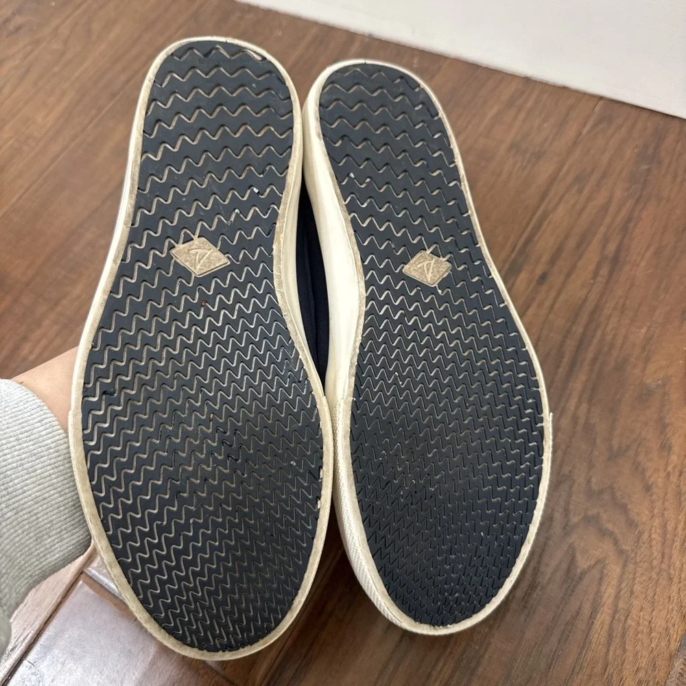 Sperry Top-Sider Canvas Boat Shoes Men's 8.5 Navy Deck Loafers Lace Up Nautical